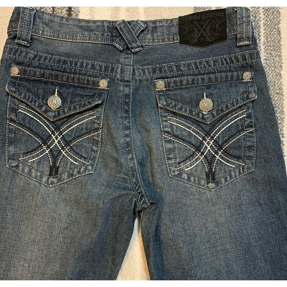 Xtreme Couture Jeans‎ Mens 30x32(actual 31) Blue  Denim Embroidered Pockets Flap